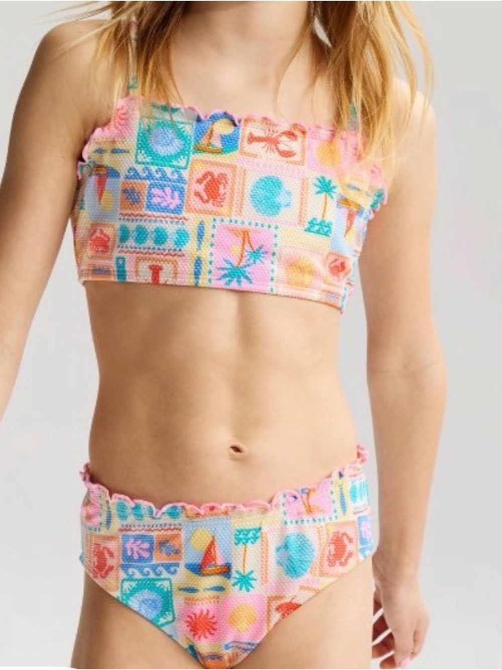 Cat & Jack Pink Multi-Color Girls Two-Piece Swim Set